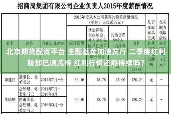 北京期货配资平台 主题基金加速发行 二季度红利股却已遭减持 红利行情还能持续吗？