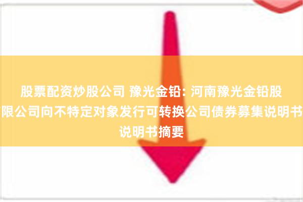 股票配资炒股公司 豫光金铅: 河南豫光金铅股份有限公司向不特定对象发行可转换公司债券募集说明书摘要