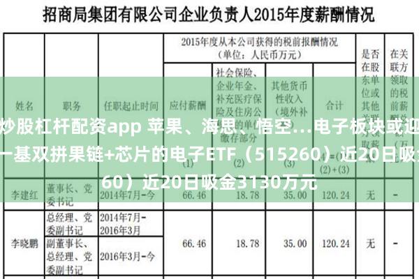 炒股杠杆配资app 苹果、海思、悟空…电子板块或迎密集利好，一基双拼果链+芯片的电子ETF（515260）近20日吸金3130万元