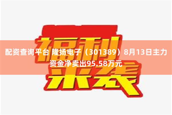 配资查询平台 隆扬电子（301389）8月13日主力资金净卖出95.58万元