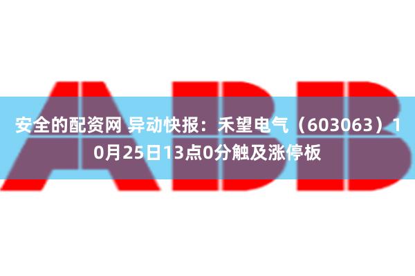 安全的配资网 异动快报：禾望电气（603063）10月25日13点0分触及涨停板