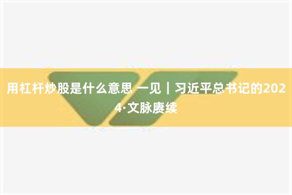 用杠杆炒股是什么意思 一见｜习近平总书记的2024·文脉赓续