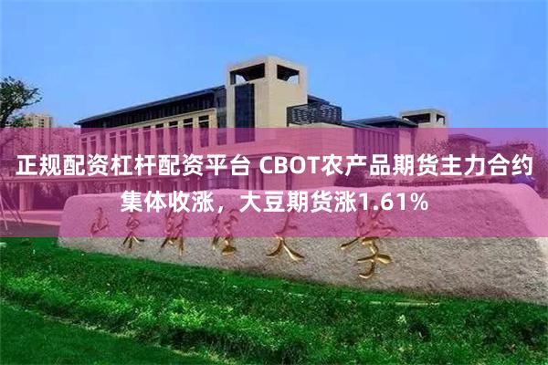 正规配资杠杆配资平台 CBOT农产品期货主力合约集体收涨，大豆期货涨1.61%